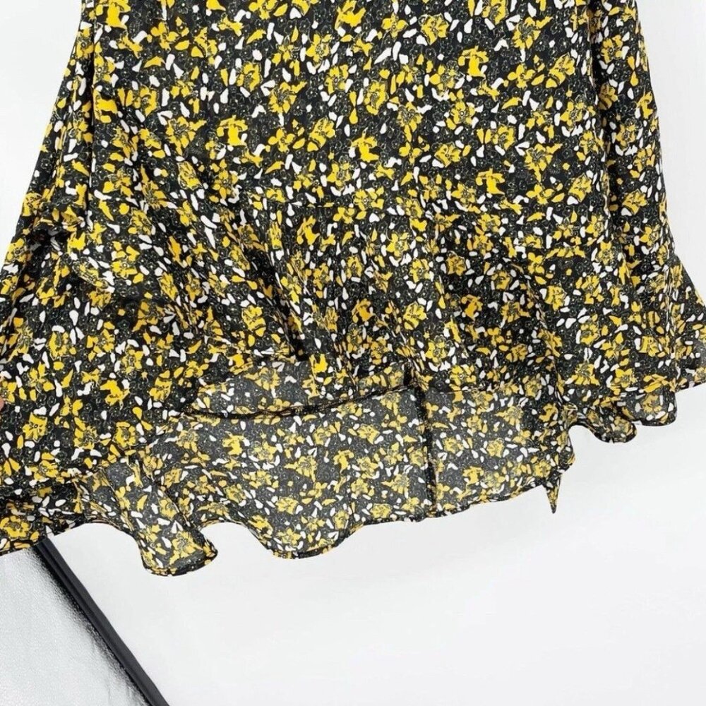 TOPSHOP Yellow & Black "Idol Ditsy" Flutter Sleeve Vneck Mini Tea Dress … - Picture 8 of 9